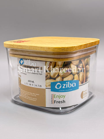 Ziba Acrylic Airtight 650ml Jar with Wooden Bamboo Lid