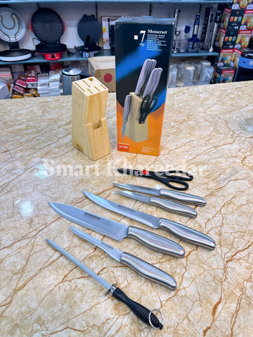 7pc Stainless Steel Kitchen Knife set with Wooden Holder