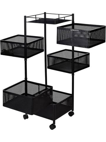 5 Layer MultiPurpose Metal KitchenRack | Rotating Organiser Trolley with wheels