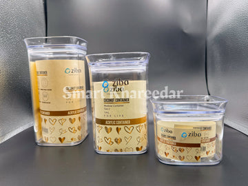 Pack of 3 All Size Crystal Acrylic Jar Set - (1/2kg + 1kg + 1.5kg)