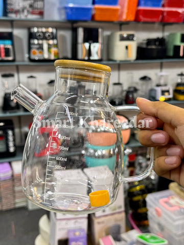 1L Premium Glass Oil Jug with Bamboo Lid