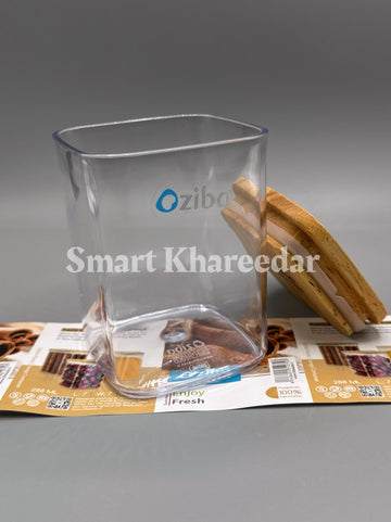 Ziba 288ml Crystal Acrylic Jar with Bamboo Wooden Airtight Lid