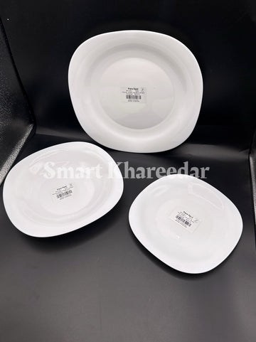Set of 18 Marble Stone Plate Set - Paras Opal Dinner Set | White Square