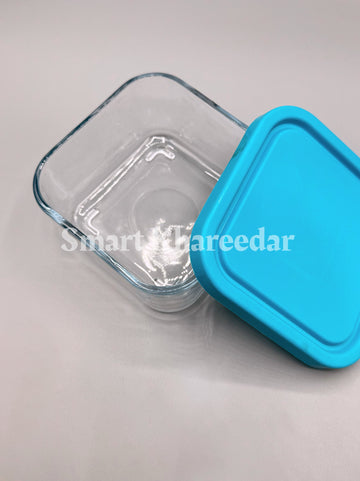 Kaveh Tempered Glass Airtight Bowl with Silicone lid - Square Small | 300ml