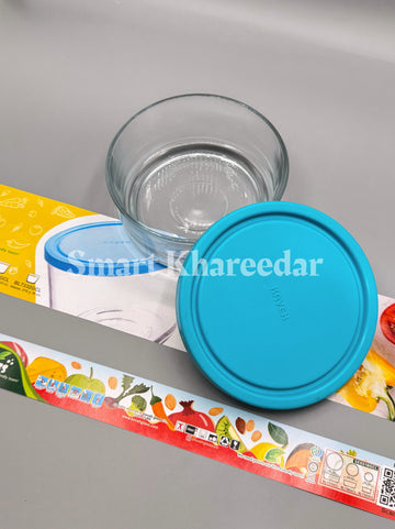 Kaveh Glass Bowl with Silicone Lid - Round Small