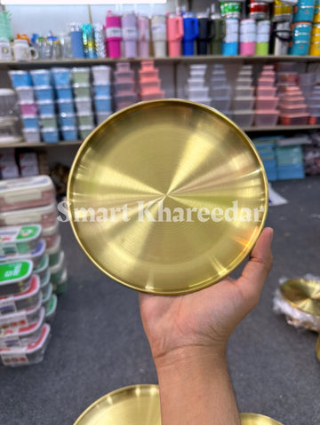 European Style Stainless Steel Dinner Plates Gold Plates tableware Serving Dishes Round Tray Western Steak Kitchen Storage Tray
