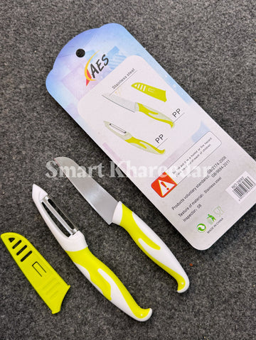 2-in-1 Peeler and Knife Set | Stainless Steel Blade with Protective Cover & Packaging