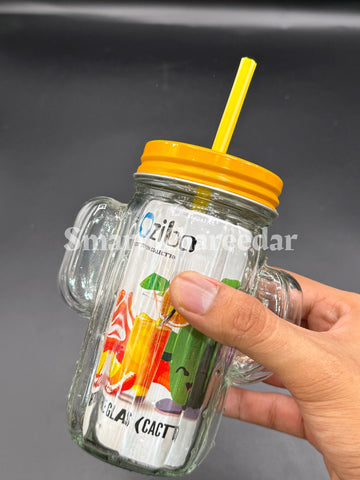 Beautiful Ziba Glass Juice Mug with Colorful Lid