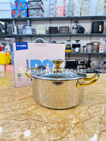 Flanek LaserCut 24cm Honeycomb Cooking Pot with Glass Lid - 5L