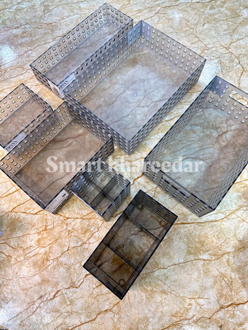 Bisan 7pc Multipurpose Hard Acrylic Boxes | Organiser Set