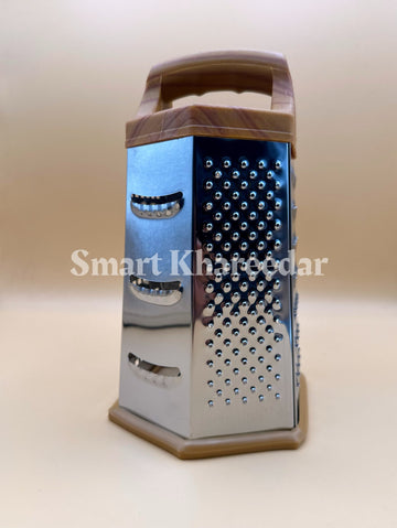 5-Sided Stainless Steel Grater with Wooden Finish Handle | Multi-Function Kitchen Tool