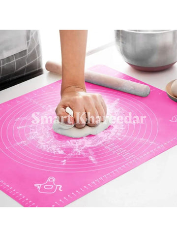 Roti mat Non-Stick Silicon Reusable Pastry Fondant Dough Roti Chapati Rolling Baking Sheet Mat with Measurements - Multi colour - Smart Khareedar