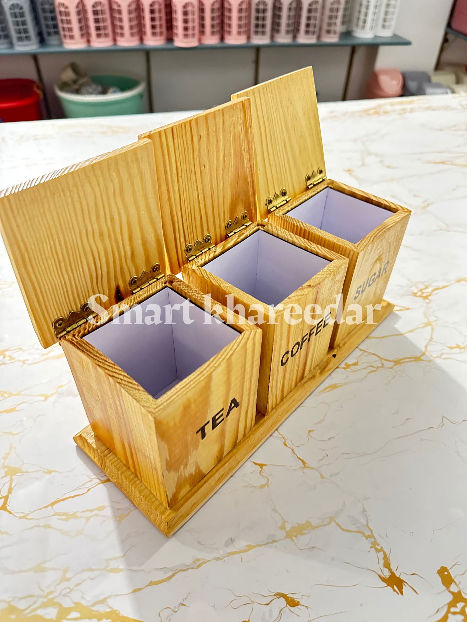 Wooden Spice jar set 3pc with spoons