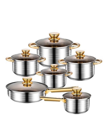 16pc Stainless Steel Induction Base Cookware Set | Cooking Casserole Pots