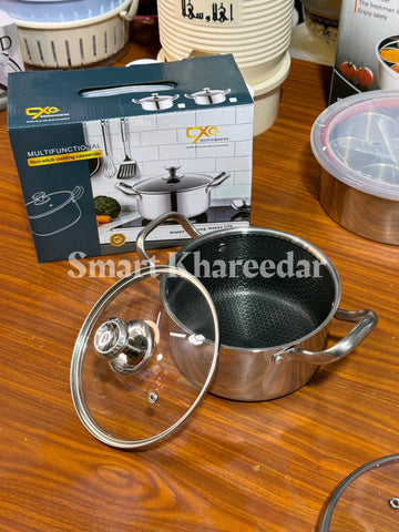 Dual Side Honeycomb Cooking Pot with Glass Lid