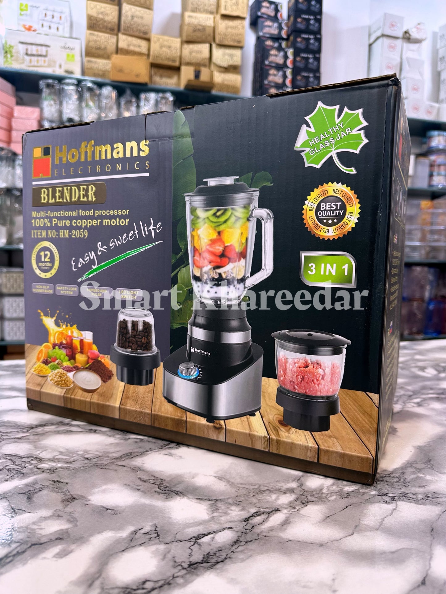 Hoffman 3in1 Electric Blender Jug | Chopper and Grinder Set [HM-2059]