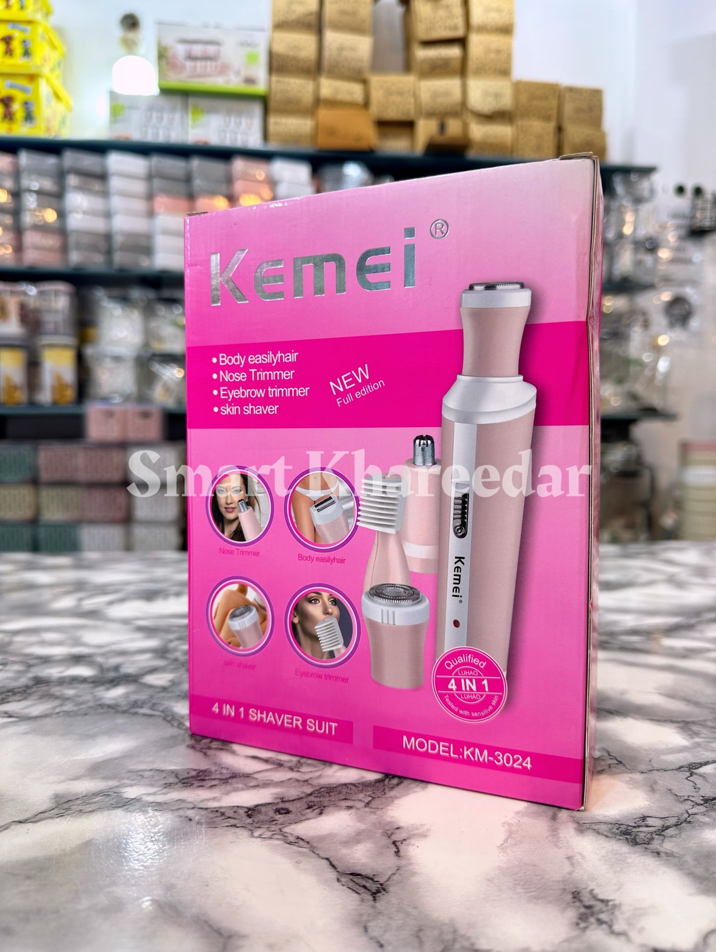 Kemei 4in1 Rechargeable Hair Remover Shaver KM-3024 | Epilator