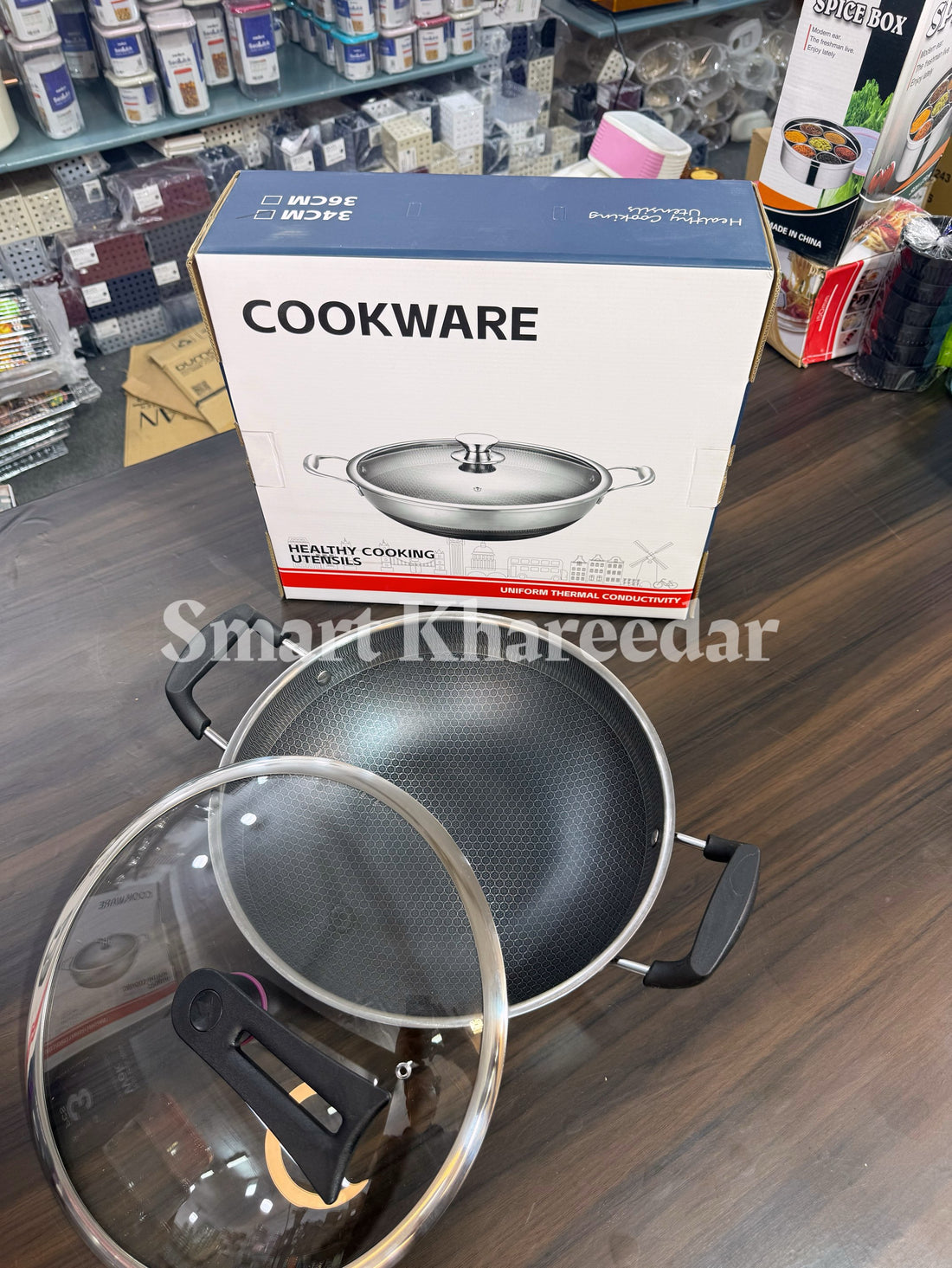 Dual Side Honeycomb LaserCut Karahi - Deep Shallow Pan - Double Handle
