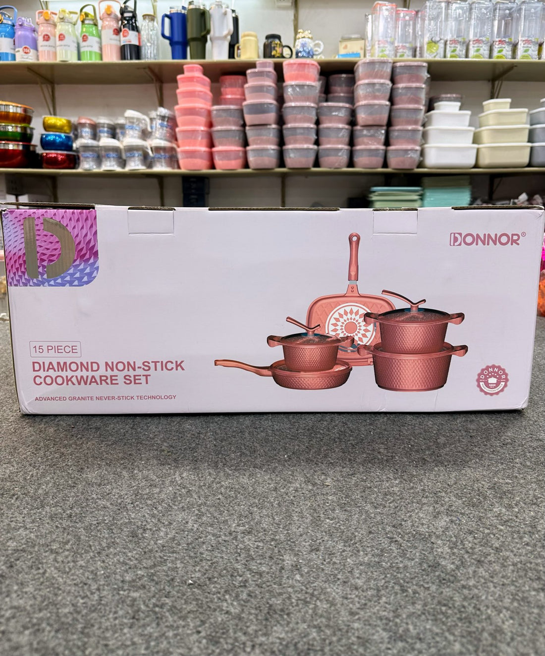 DONNOR Granite 15pc Diamond Cookware Set