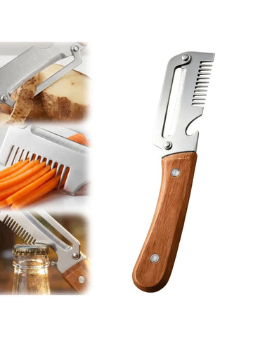 MultiFunctional 3in1 Wooden Grip PEELER | Cutting Knife