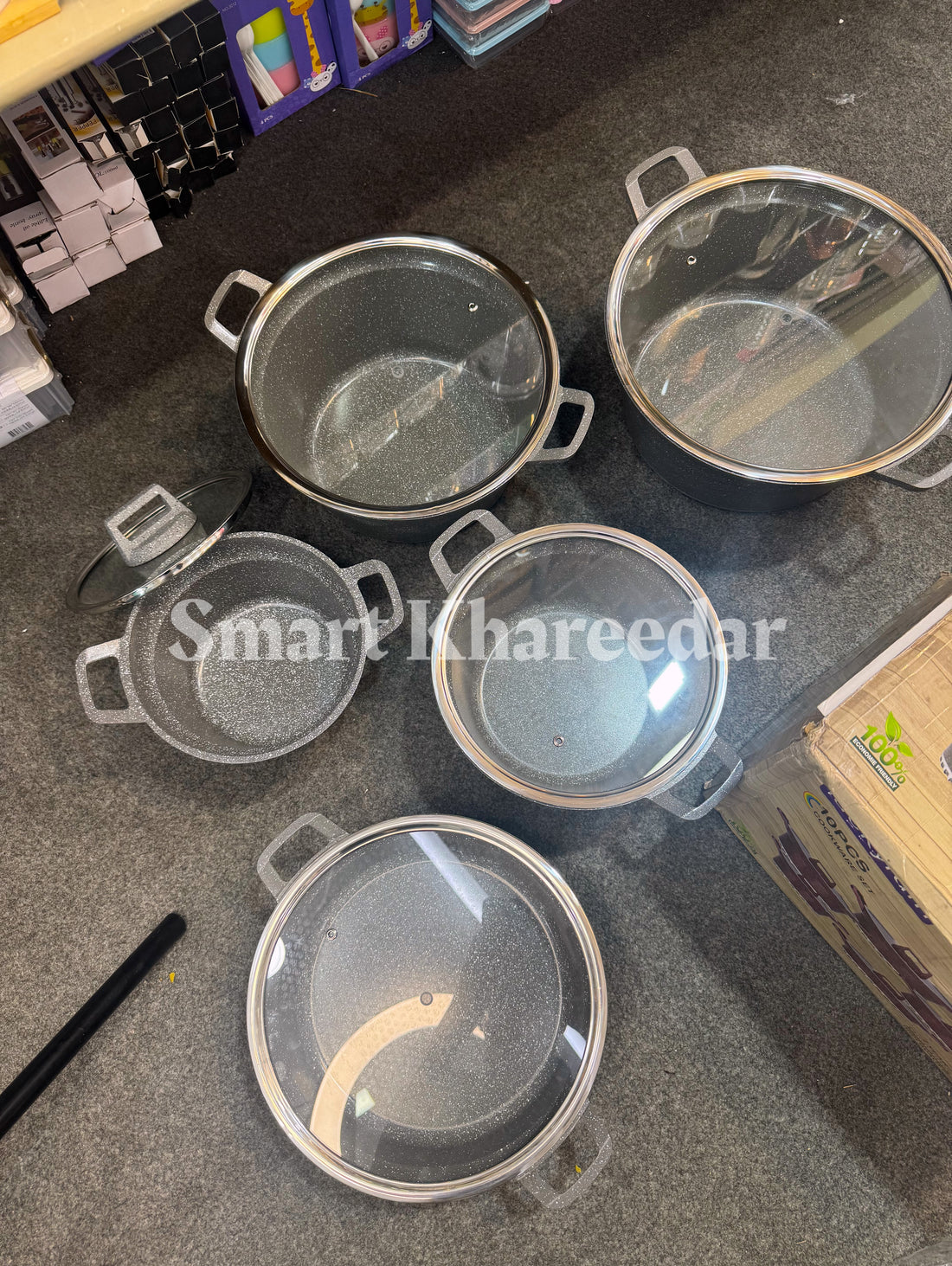 LUCKYARIN 10pc Non-Stick Granite Cookware Set