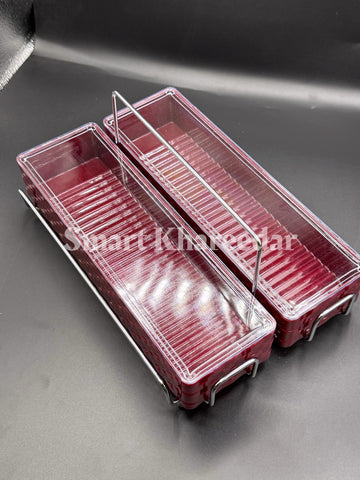 Bisan Twin Tabletop Dual Spoon Cutlery Holder with Stainless Steel Stand | Cutlery Organiser