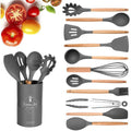 12 pcs Silicone Cooking Spoon Set with stand - Smart Khareedar