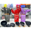 12 pcs Silicone Cooking Spoon Set with stand - Smart Khareedar