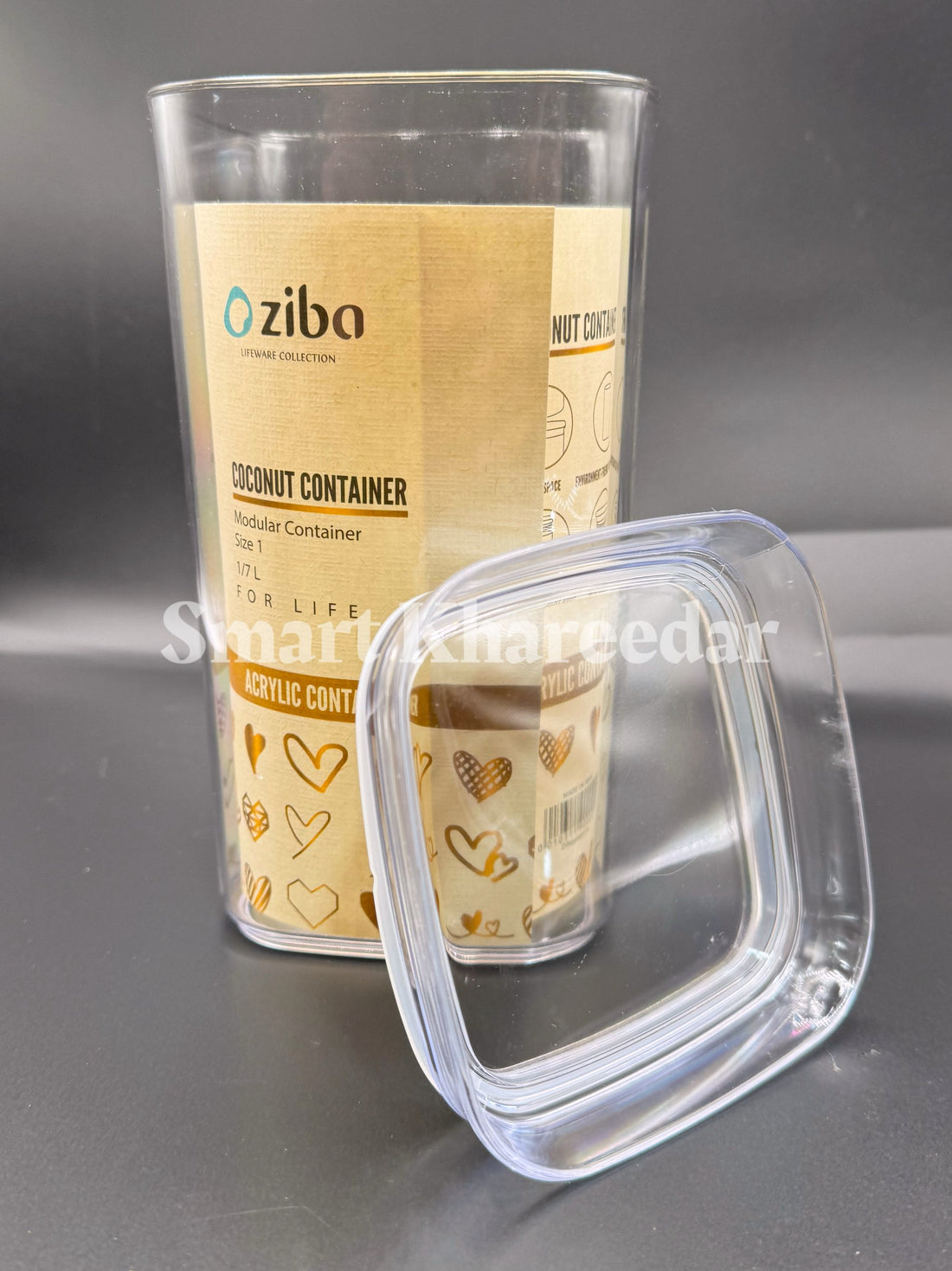 1.5kg Ziba Crystal Acrylic Jar with Acrylic Airtight Lid