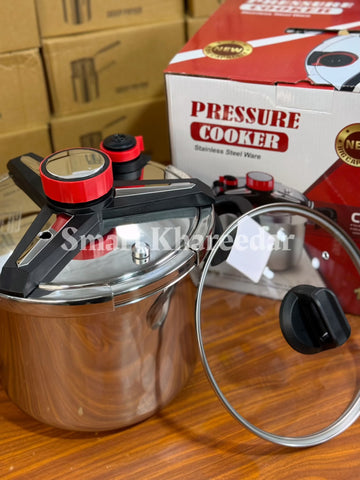 12L Automatic Stainless Steel Pressure Cooker + Glass Lid + Steamer
