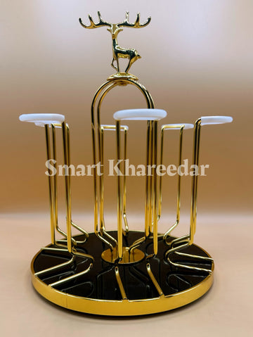Rotatable Stainless Steel Golden Glass Holder Rack