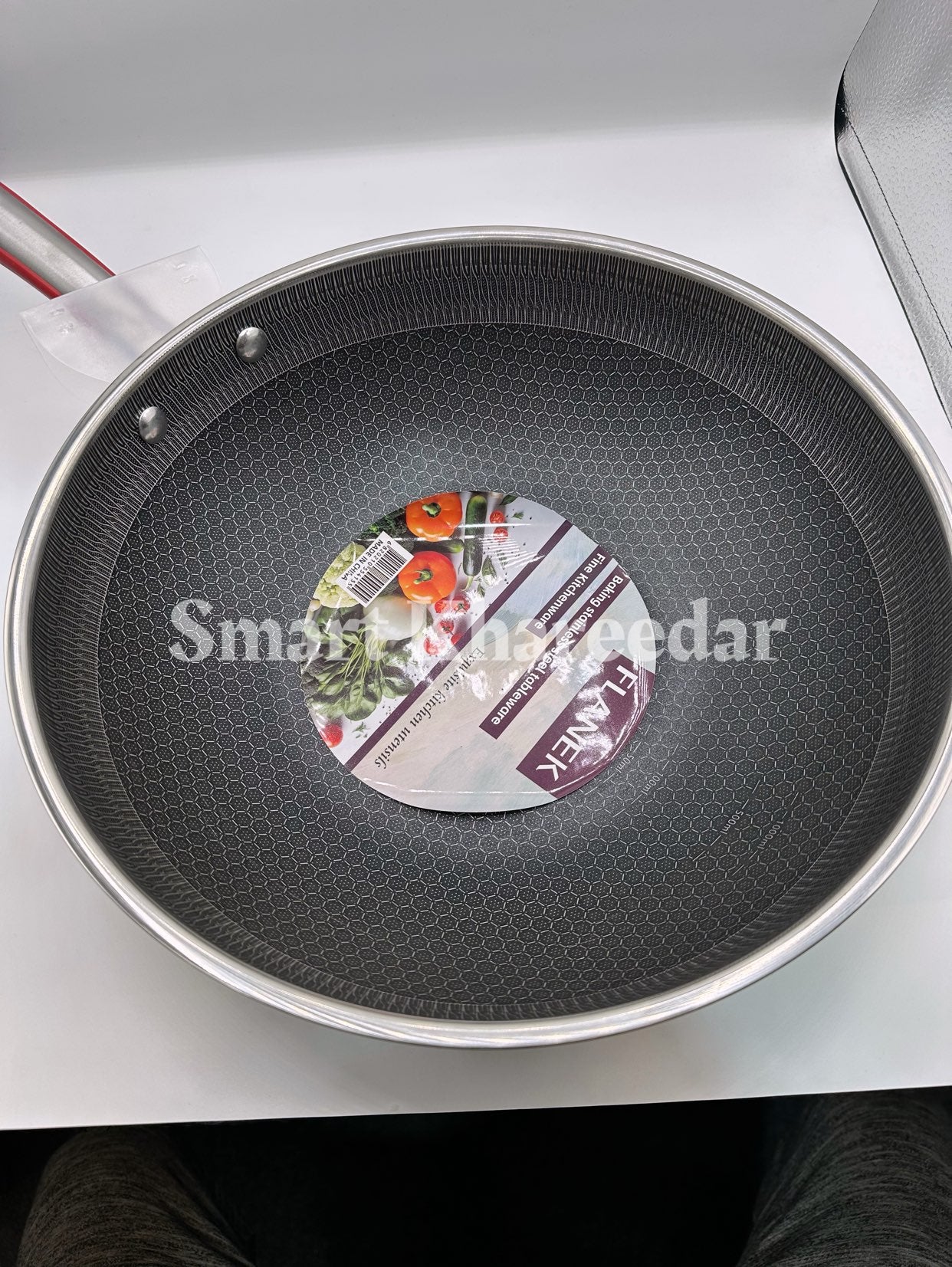 Flanek LaserCut Honeycomb Karahi with Long Handle - Shallow Pan - 34cm