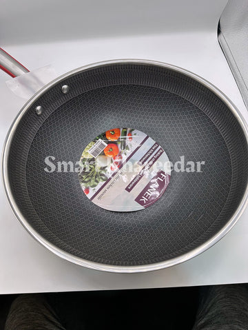 Flanek LaserCut Honeycomb Karahi with Long Handle - Shallow Pan - 34cm