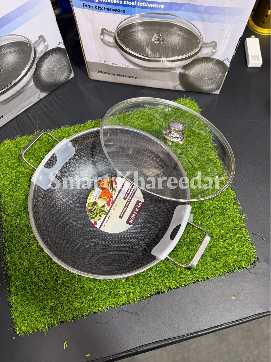 BW Dual Side HoneyComb LaserCut Shallow Karahi with Lids | Cooking Pots