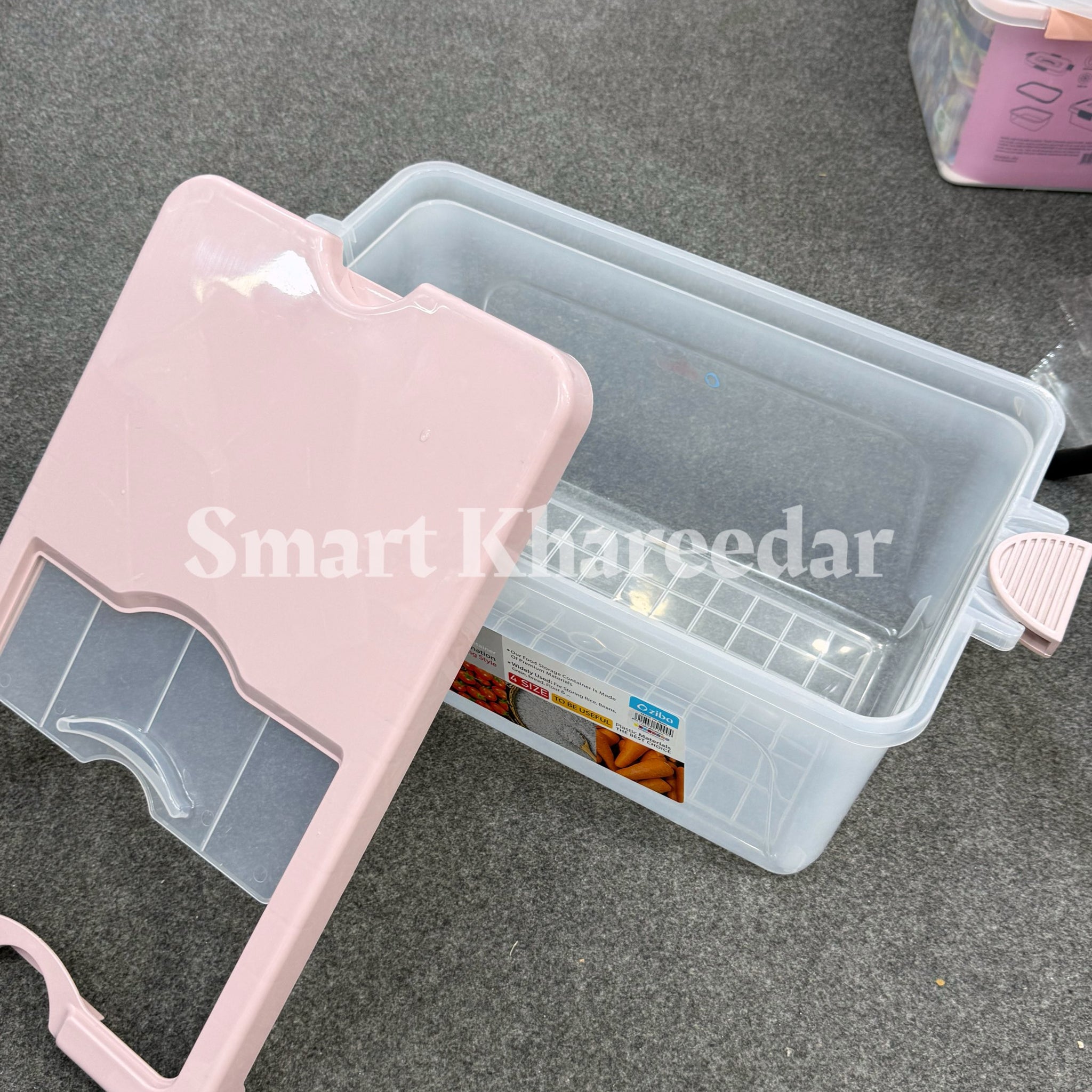 Ziba 10Kg Rice and Bread Plastic Organiser with Sliding Door and Measuring Cup