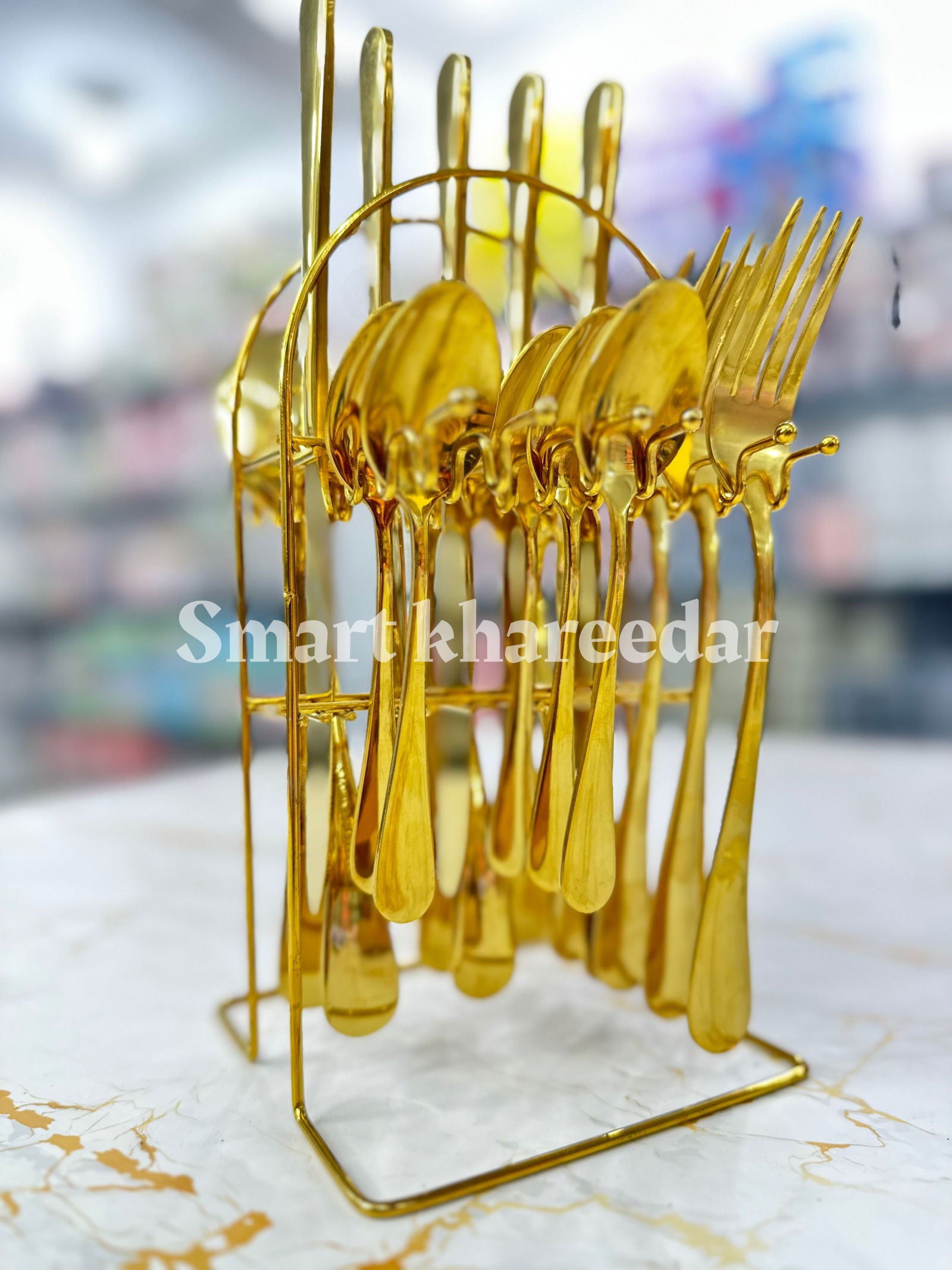 24 pcs Luxury Golden Cutlery Spoon Set [6 PERSON] - Smart Khareedar