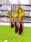 24 pcs Luxury Golden Cutlery Spoon Set [6 PERSON] - Smart Khareedar