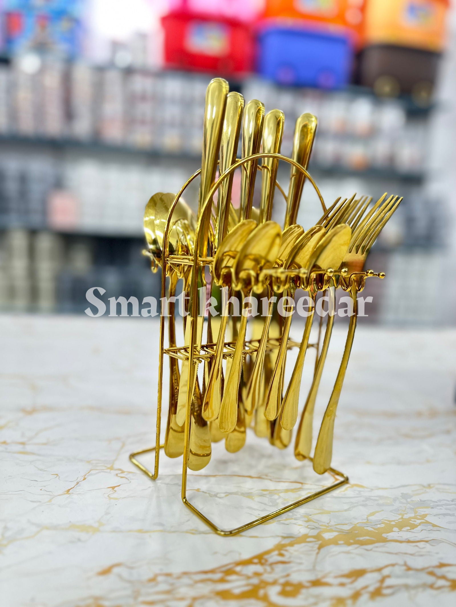 24 pcs Luxury Golden Cutlery Spoon Set [6 PERSON] - Smart Khareedar
