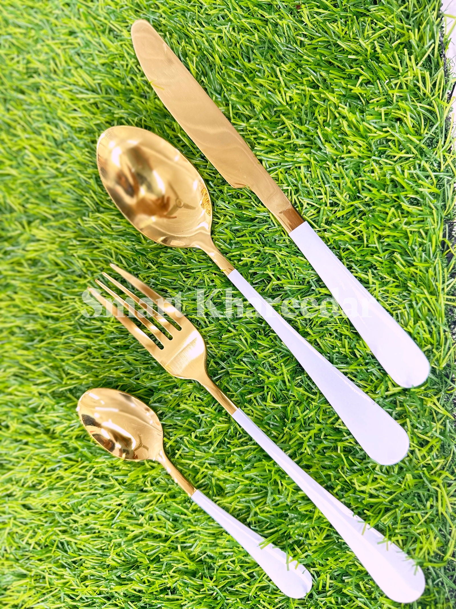 24 pcs Luxury Golden Cutlery Spoon Set [6 PERSON] - Smart Khareedar