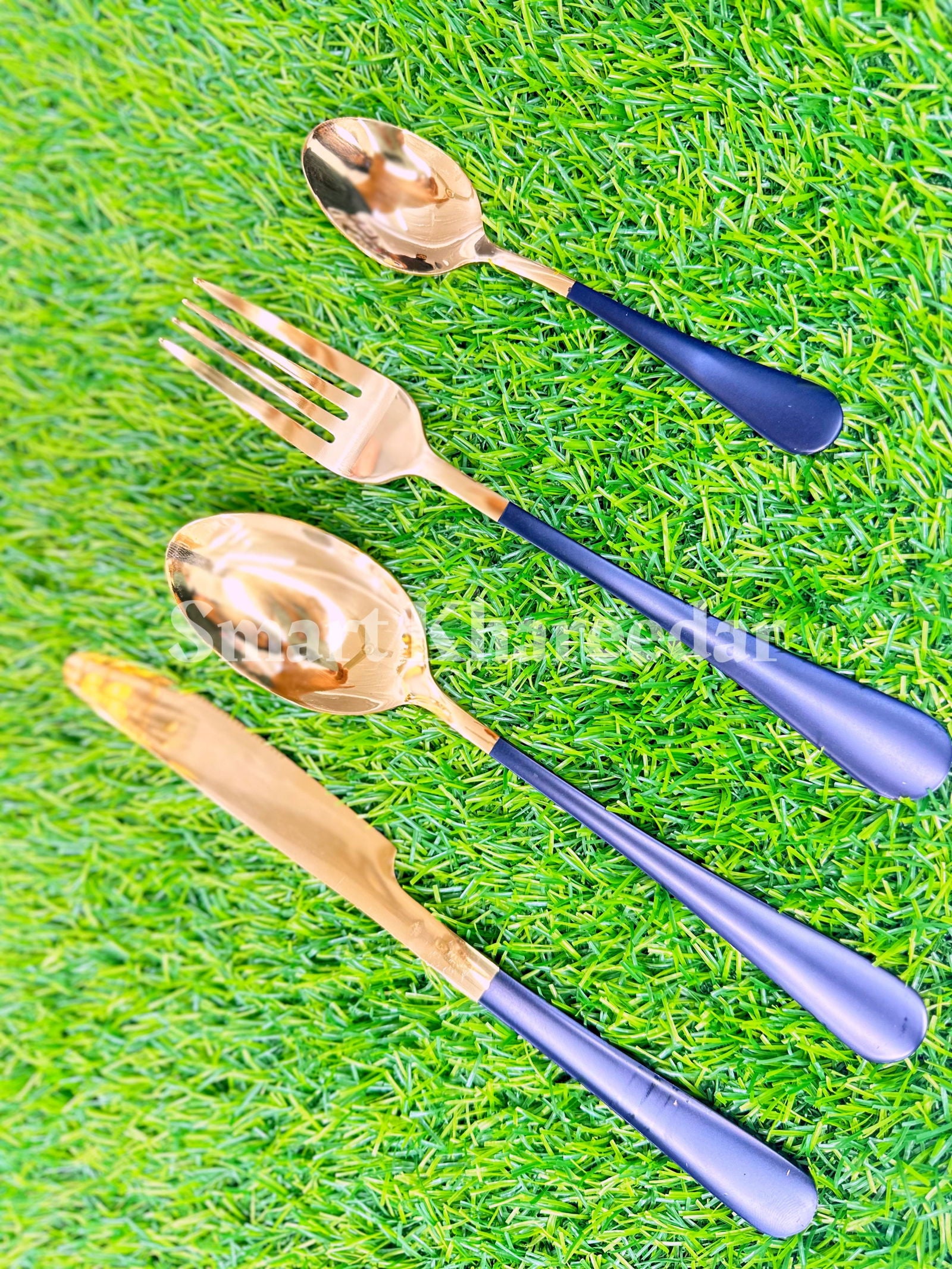 24 pcs Luxury Golden Cutlery Spoon Set [6 PERSON] - Smart Khareedar