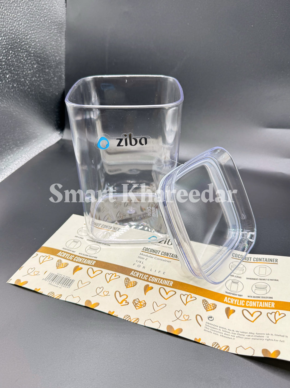 1kg Ziba Crystal Acrylic Jar with Acrylic Airtight Lid