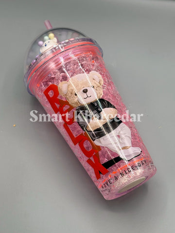 500ml Double Wall Acrylic Iced Sipper Glass For Kids - Tumbler Cup with Stylish Lid and Straw