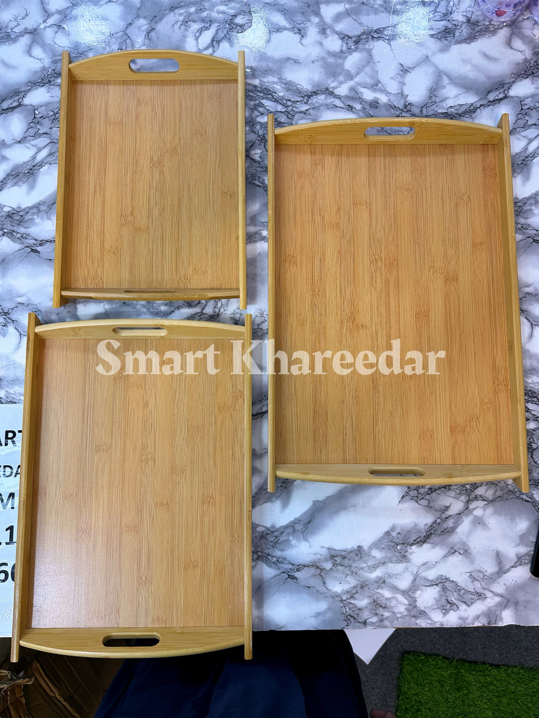 3 pc Bamboo WOODEN TRAY SET