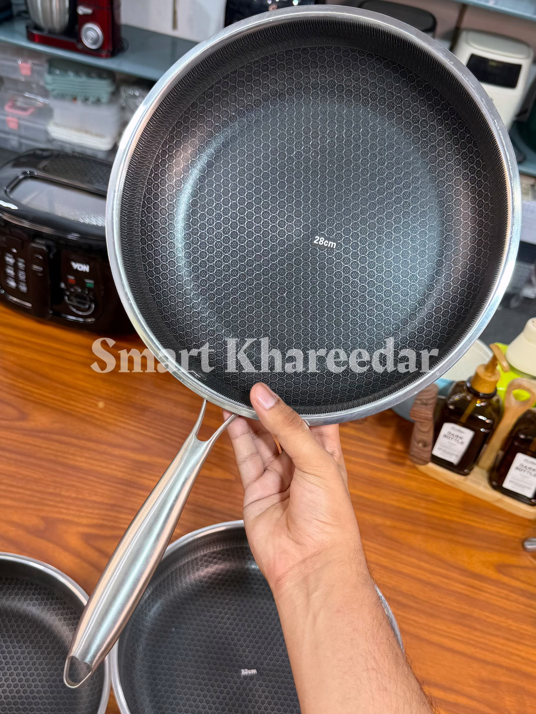 Dual Side LaserCut HoneyComb Frying Pan - Cooking Pans