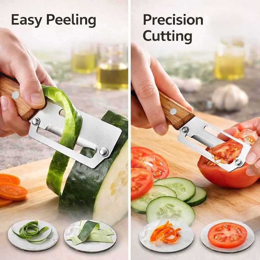 MultiFunctional 3in1 Wooden Grip PEELER | Cutting Knife