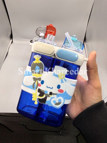 Double Drink Water Bottle With Straw And Strap Clear acrylic