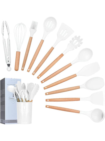 12 pcs Silicone Cooking Spoon Set with stand
