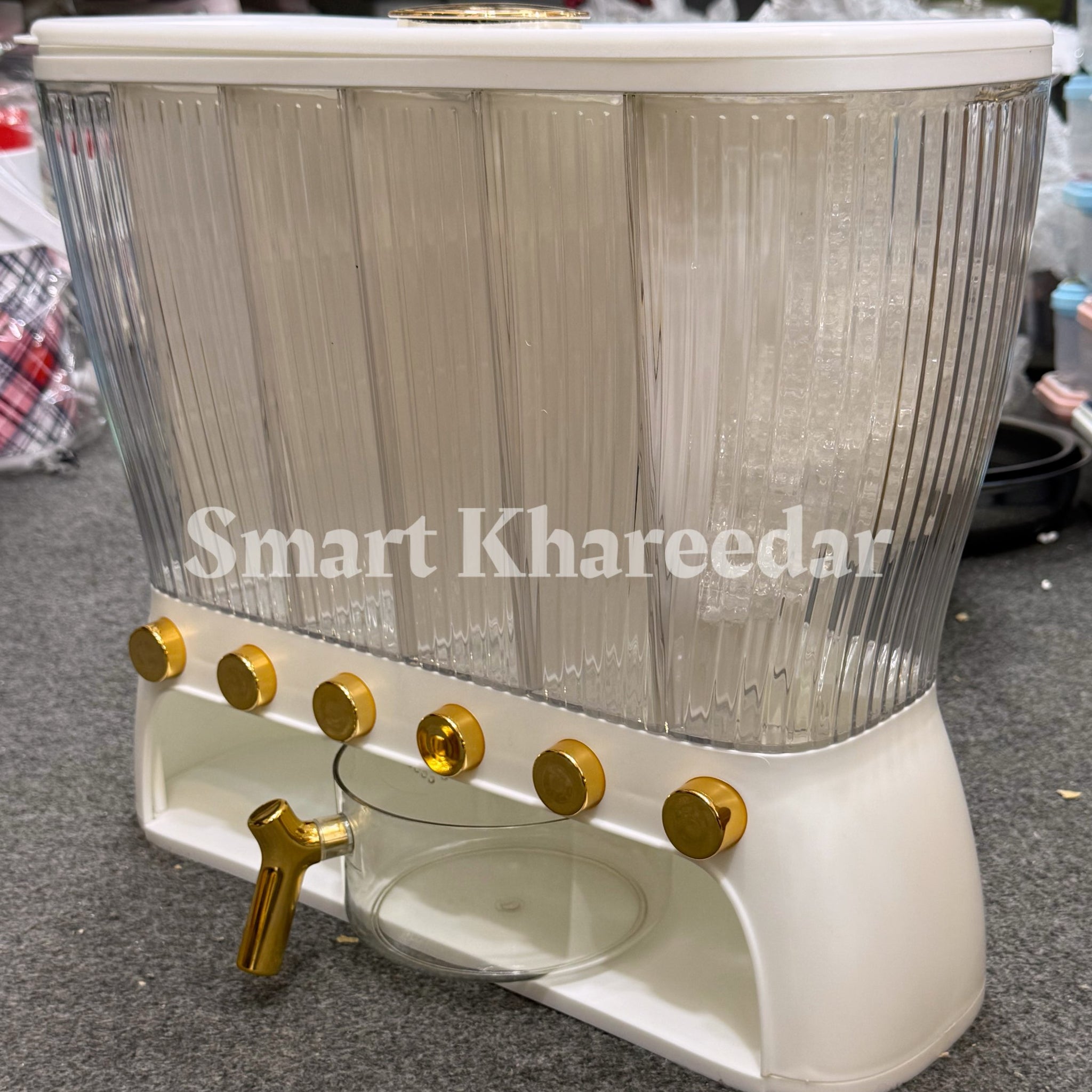 10kg Acrylic Imported Cereal Dispenser | Golden Rice Dispenser Box