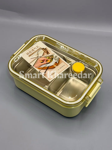 3 Section Rectangle Stainless Steel Airtight Banto Lunch Box