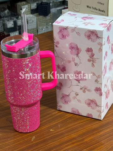 40oz Rhinestone Tumbler with Lid and Straw | Stainless Steel 1200ml
